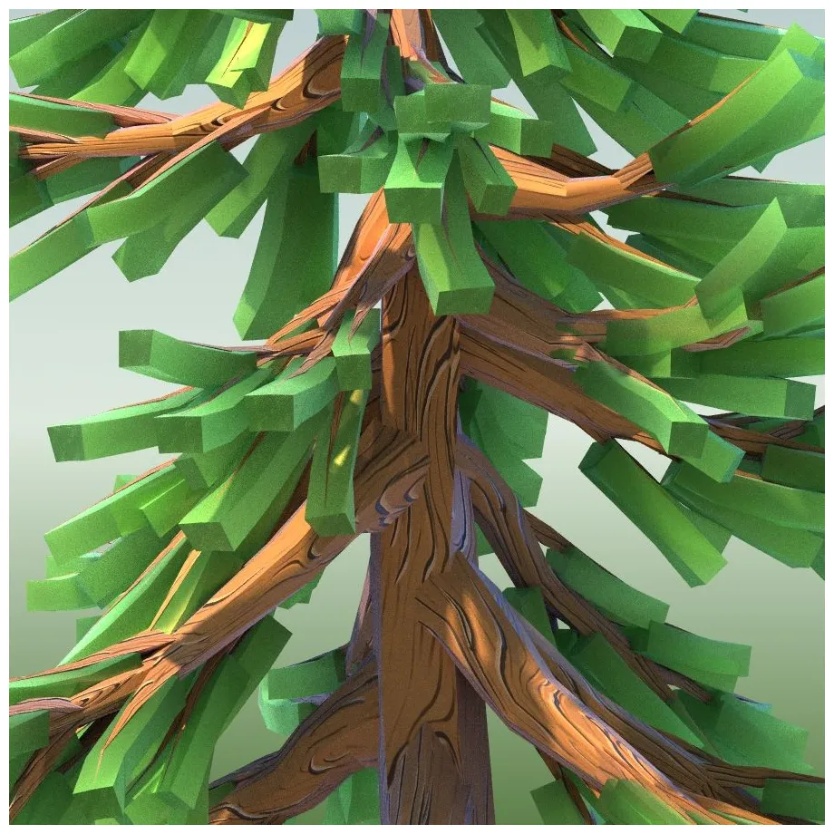 Lowpoly cartoon conifer tree 02 3d model $5 .unknown .max .obj free3d printable coloring page