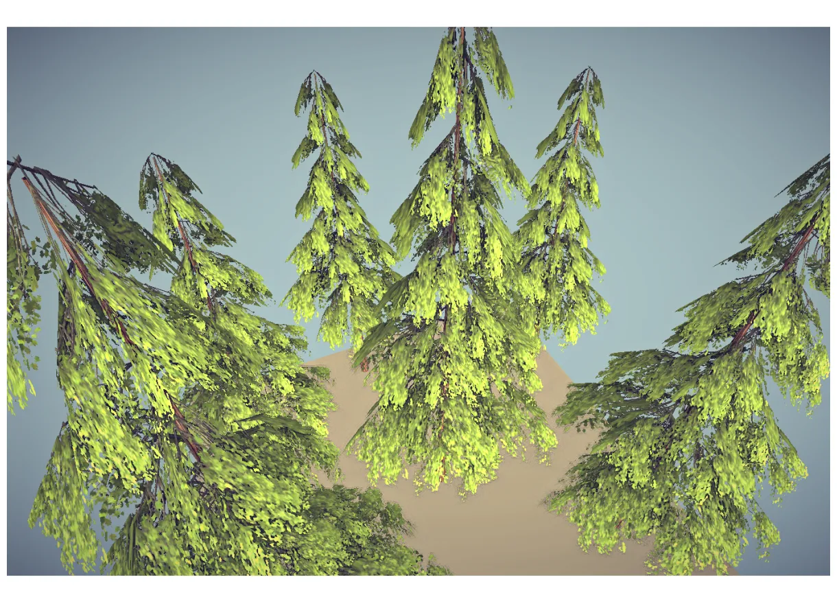Low poly pine tree 3d models in small plants 3dexport