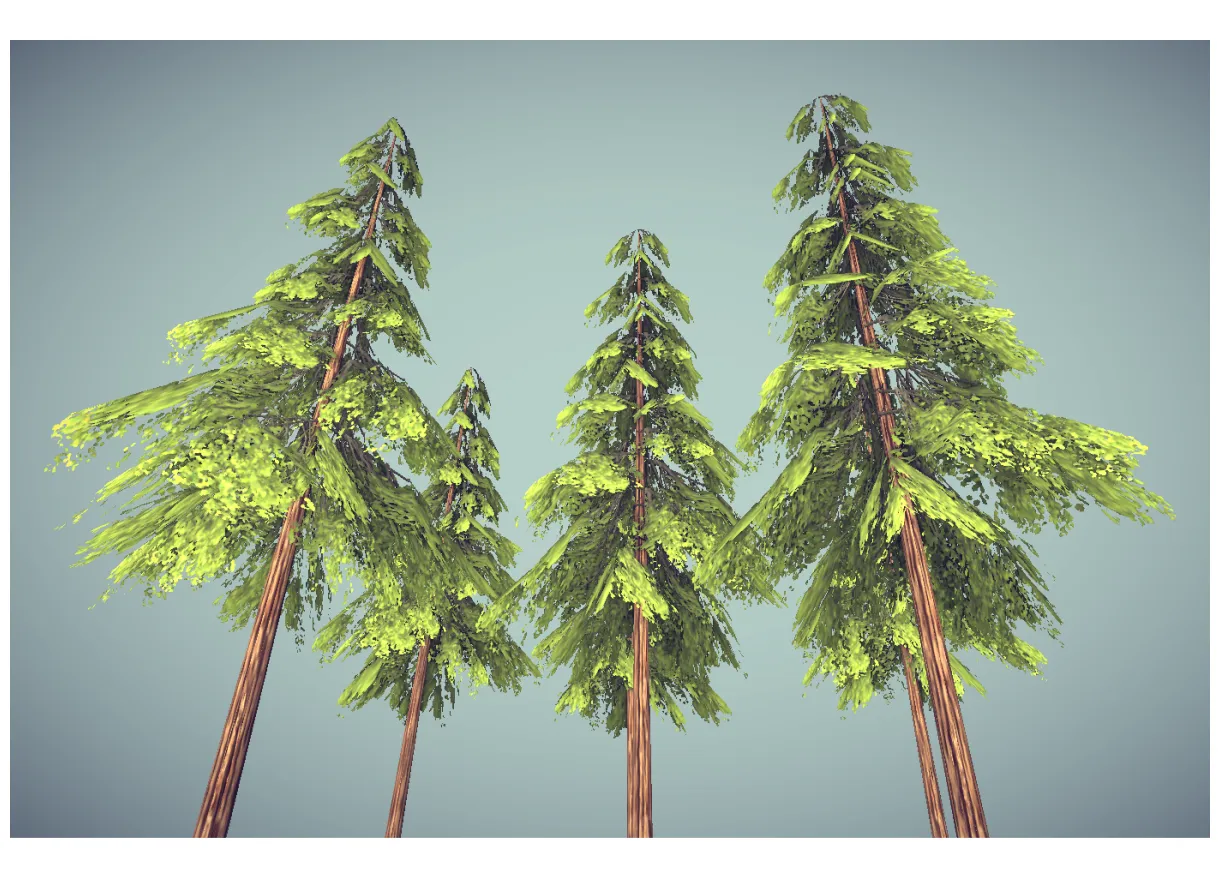 Low poly pine tree 3d models in small plants 3dexport