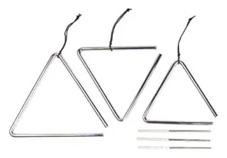Amazon chrome music triangle set striker & case new musical