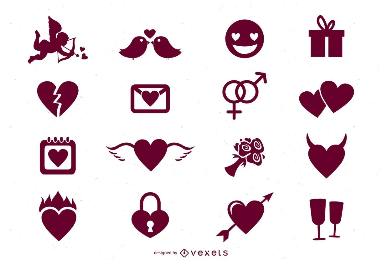 16 Minimal Valentine Icons Vector Download