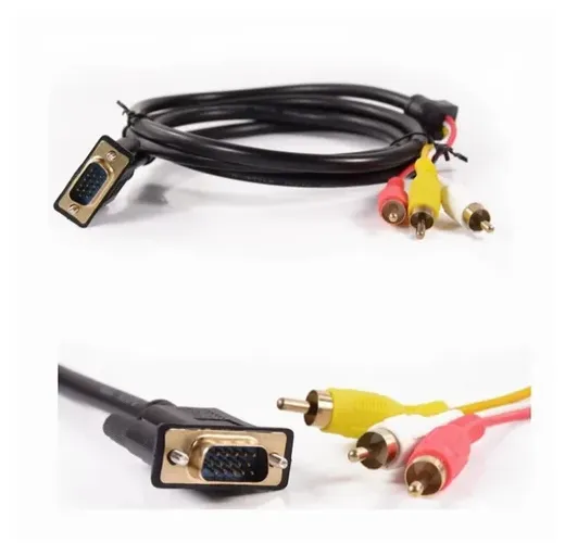 1.5m vga male to 3 rca 3rca av video component convert cable cord