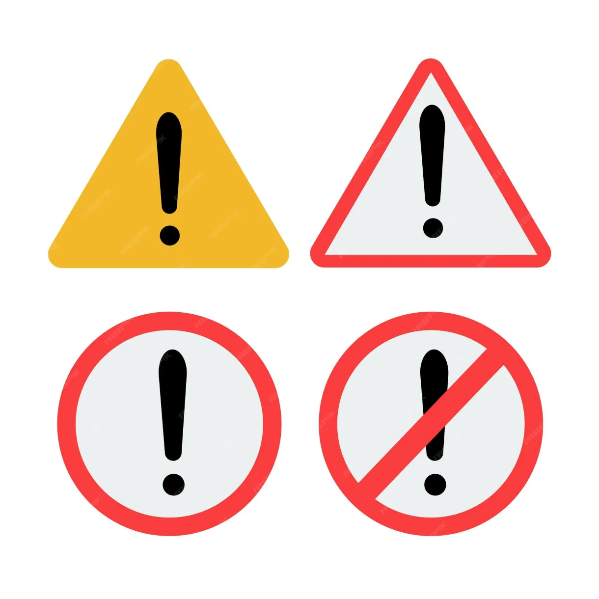 Premium vector free vector set of warning signs
