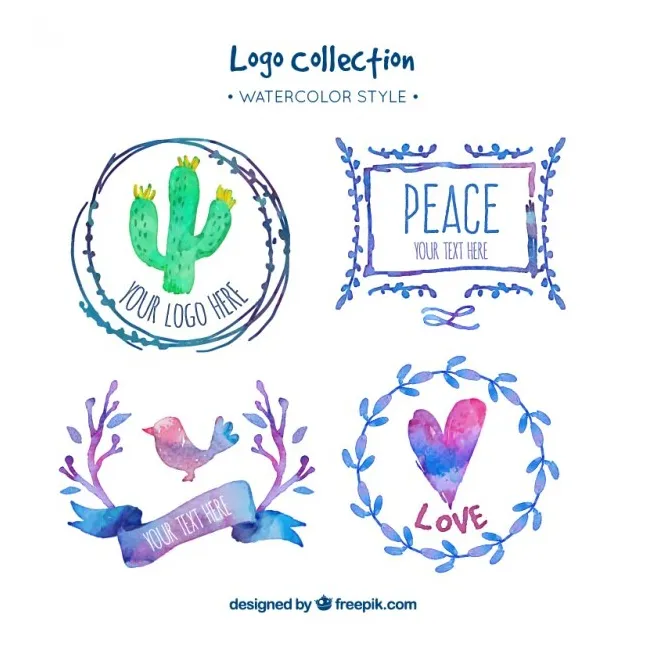 Free vector collection of logos in watercolor style