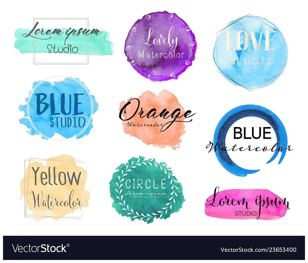 Watercolor logo set vector vectorstock