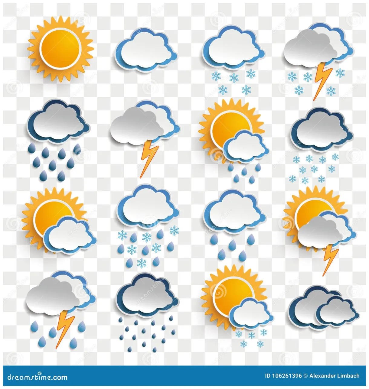 Weather emblem. round icons with weather symbols and