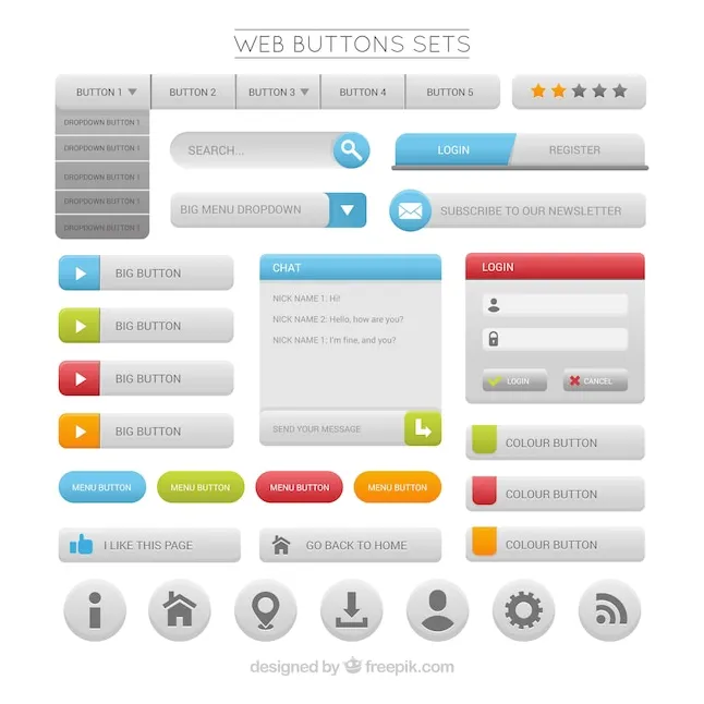 Buttons website s on freepik