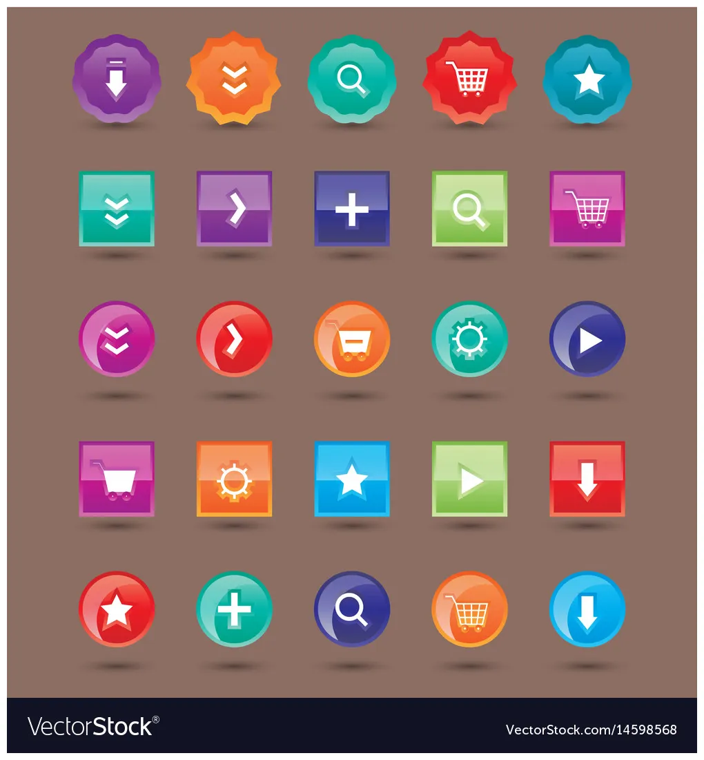 Colorful website buttons design vector