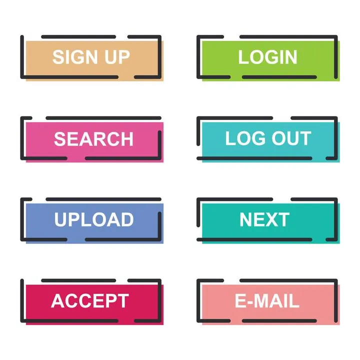 Buttons for website vector art, icons, and graphics for