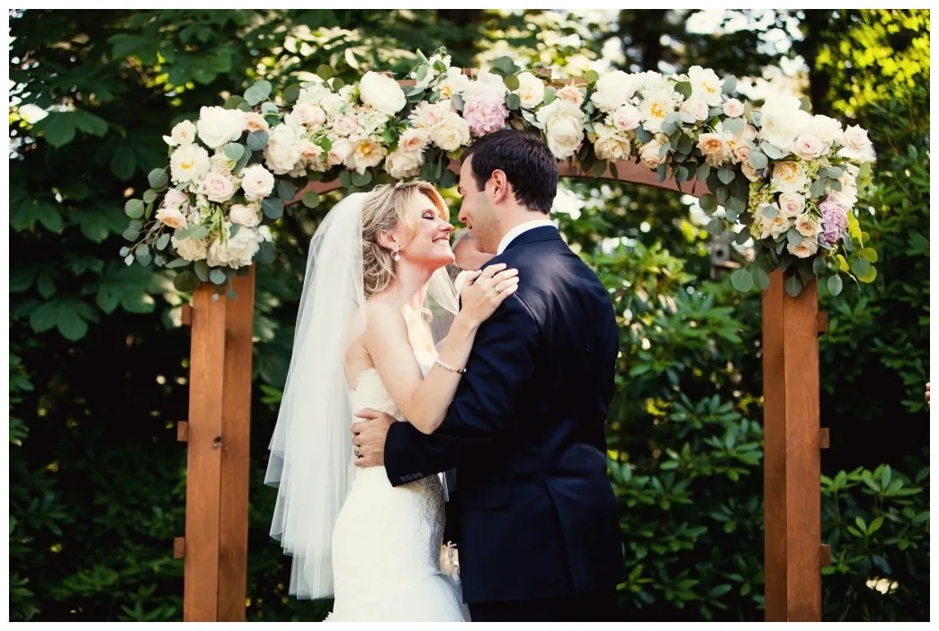 Outdoor wedding ceremonies blush floral design