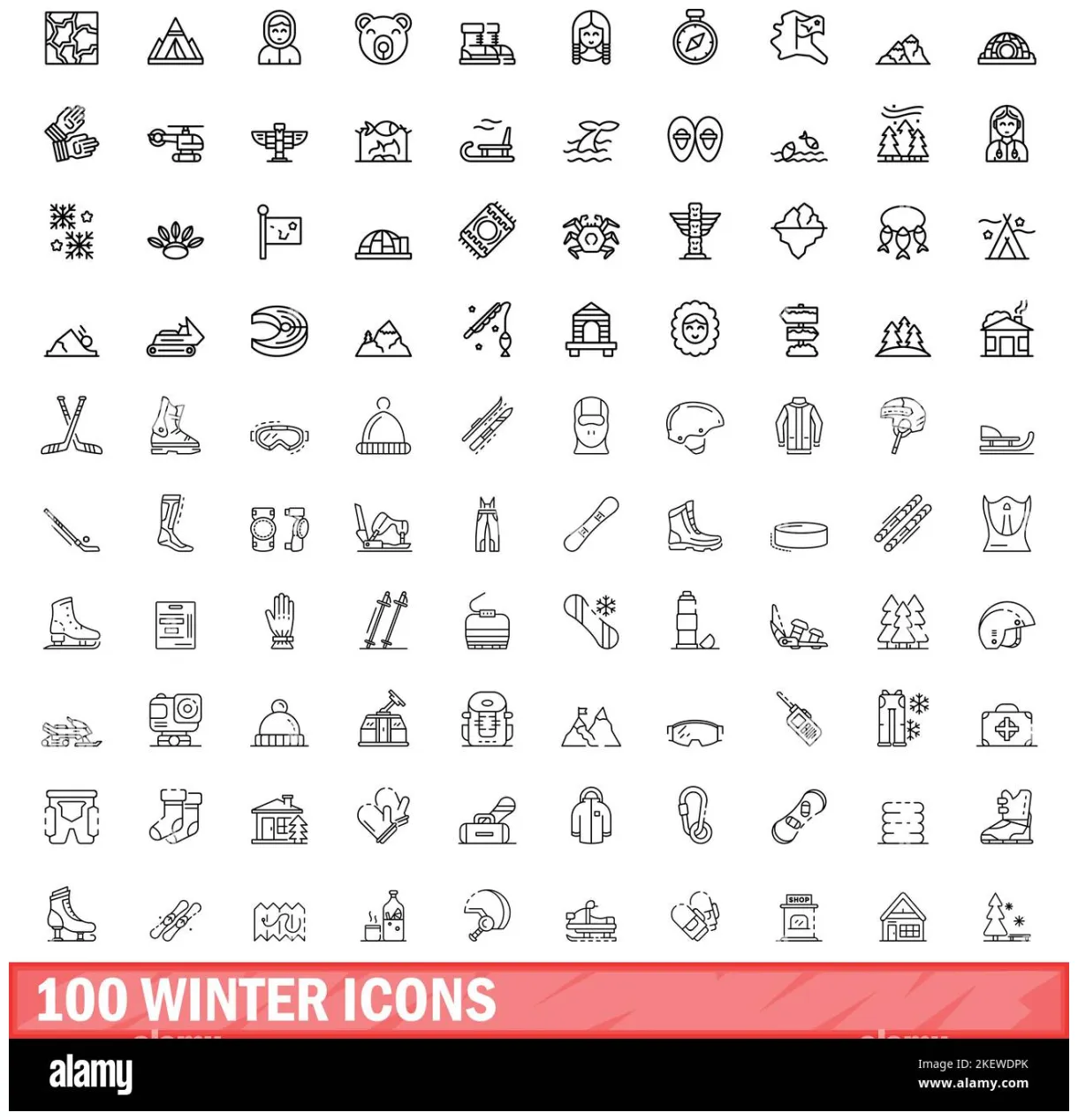 100 set. outline illustration of 100 vector