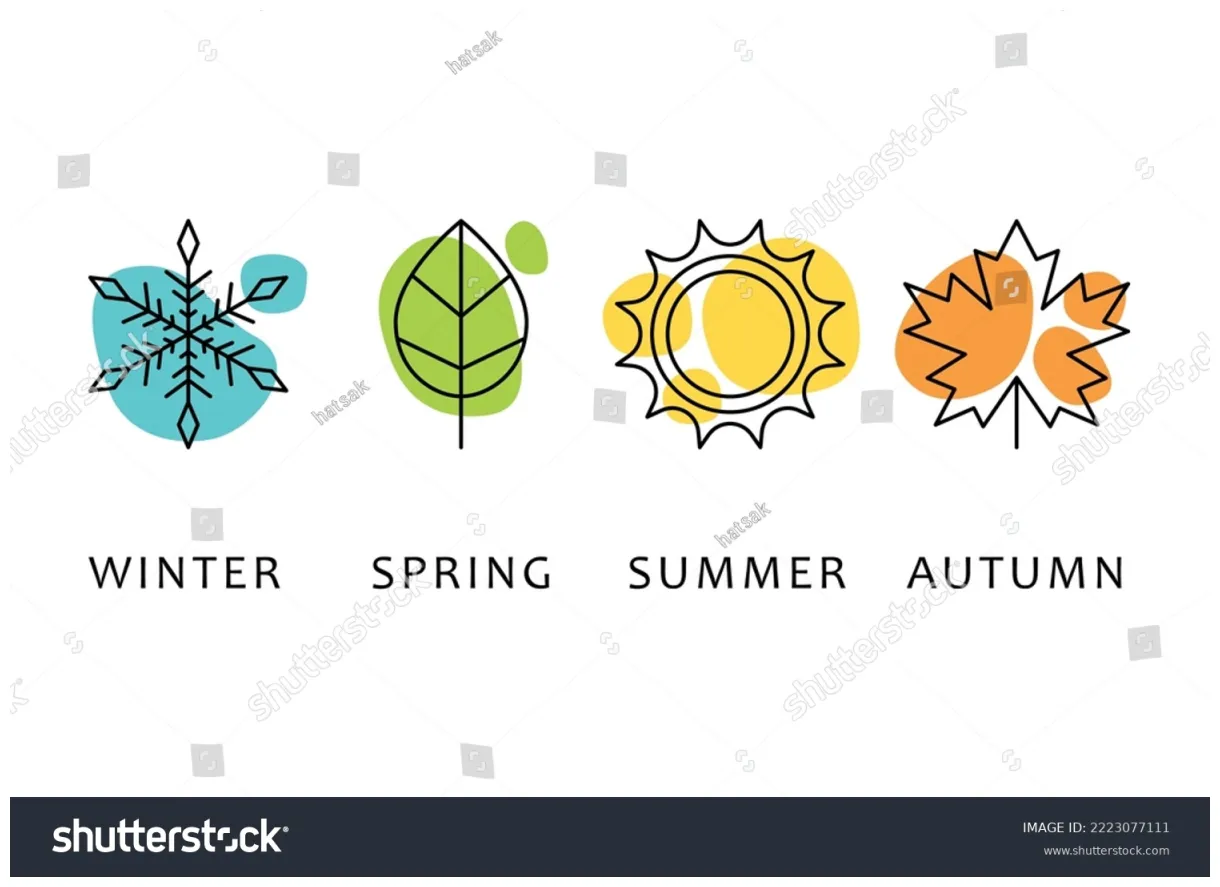 Four seasons icons signs symbols winter stock vector printable coloring page