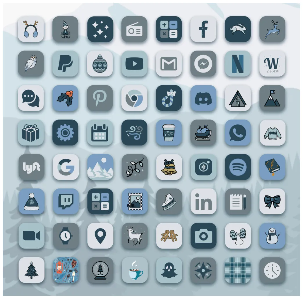 Winter aesthetic app icons for iphone cold & blue app icons free