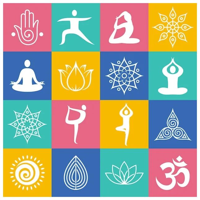 Premium vector yoga poses icons yoga symbols and design elements